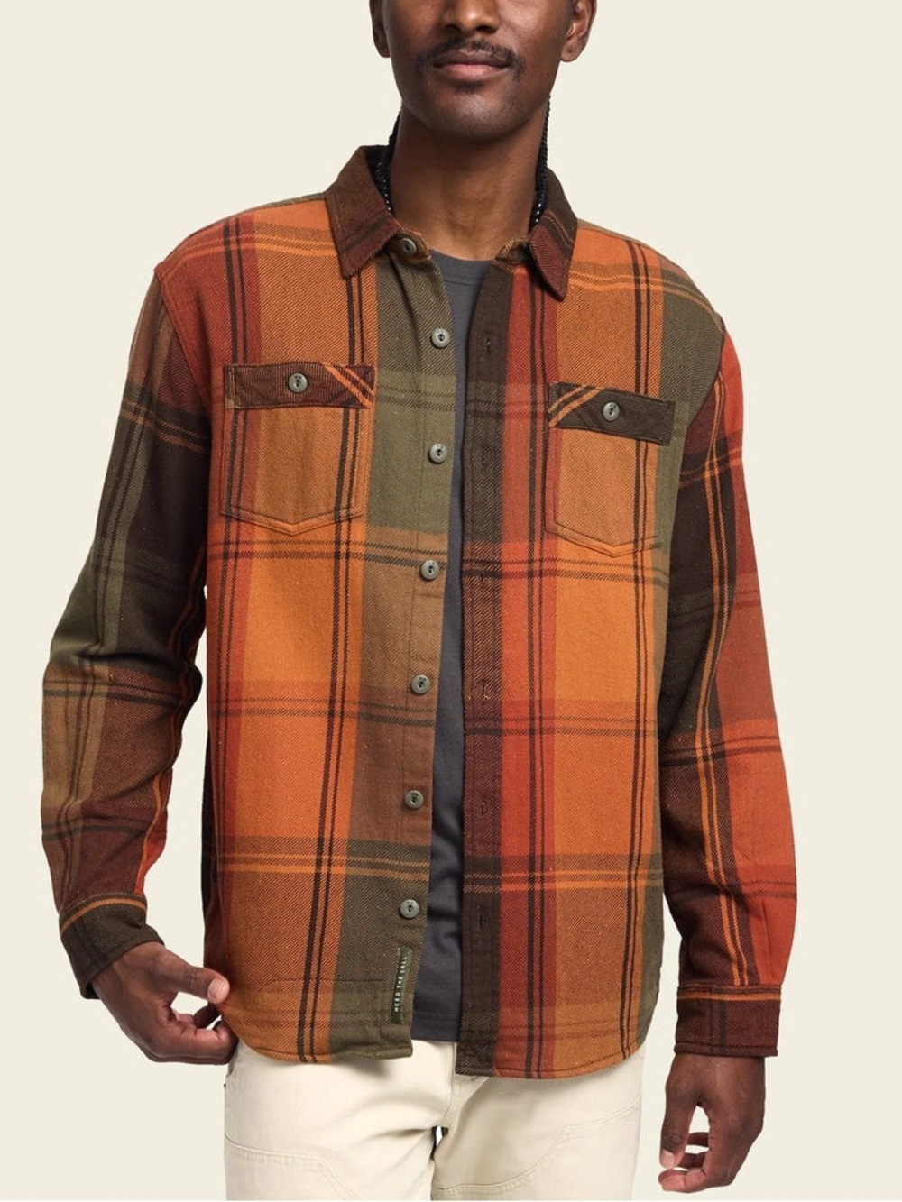 HOWLER BROS M RODANTHE FLANNEL KILLIAN PLAID: HOT HORIZON Large